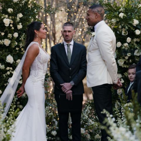 Kelsey Plum and Darren Waller during their wedding